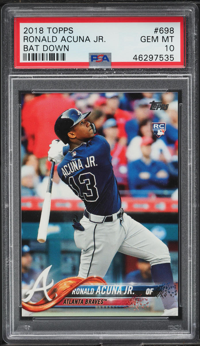 2018 Topps Bat Down Ronald Acuna Jr. ROOKIE #698 PSA 10 GEM MINT