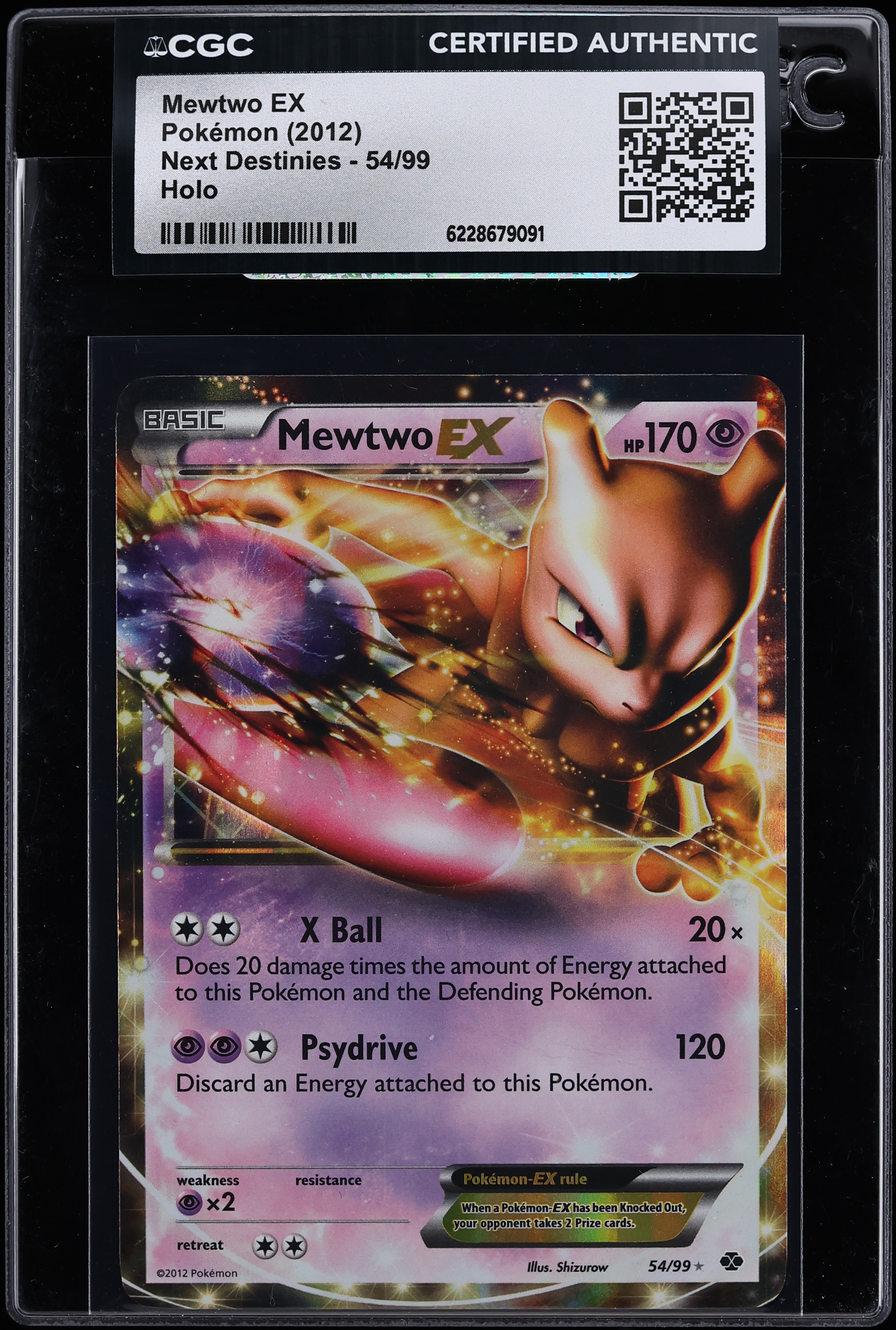 2012 Pokemon Black & White Next Destinies Holo Mewtwo EX #54 CGC AUTH
