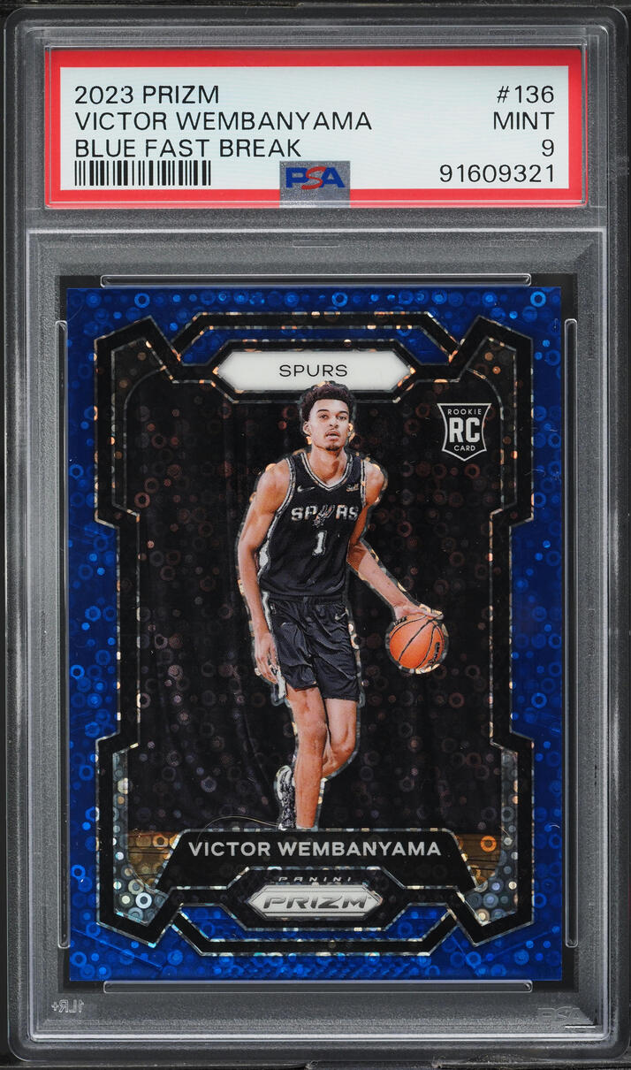 2023 Panini Prizm Blue Fast Break Victor Wembanyama ROOKIE /150 #136 PSA 9 MINT