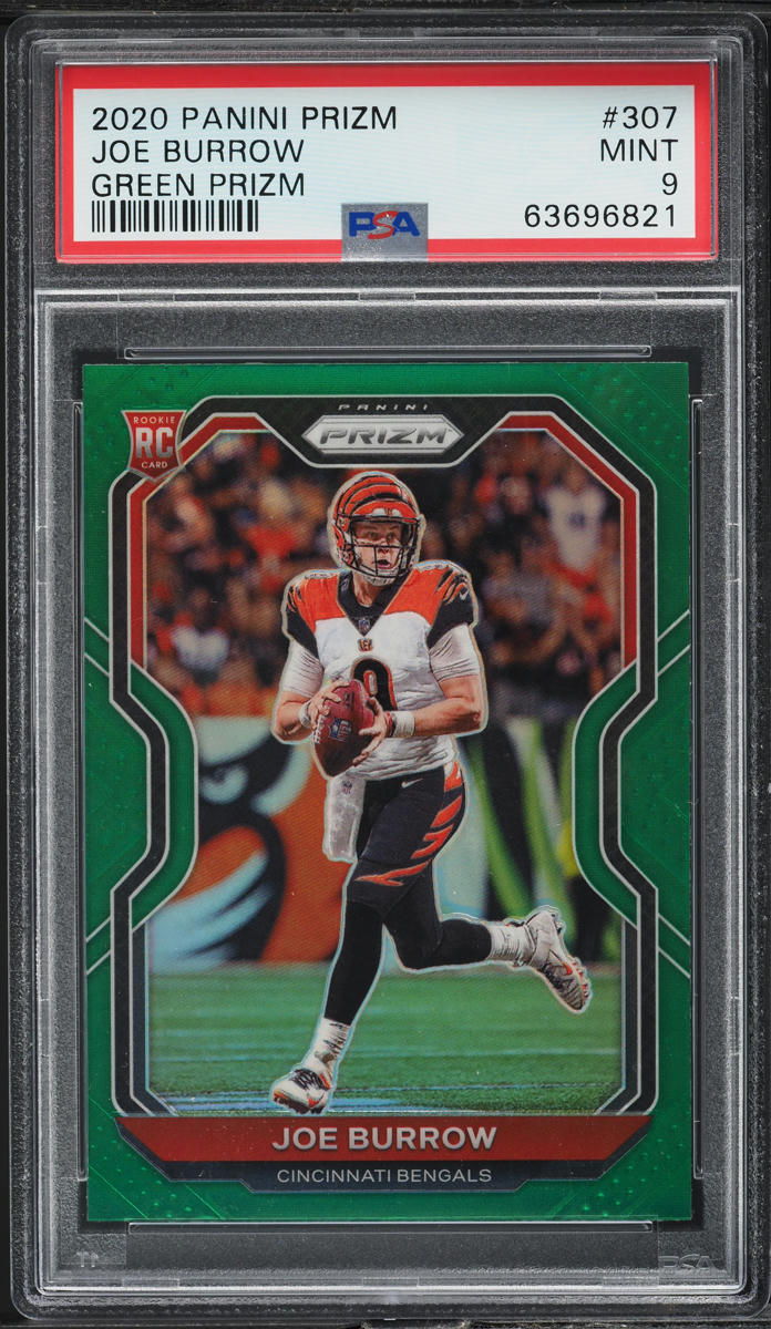 2020 Panini Prizm Green Joe Burrow ROOKIE #307 PSA 9 MINT