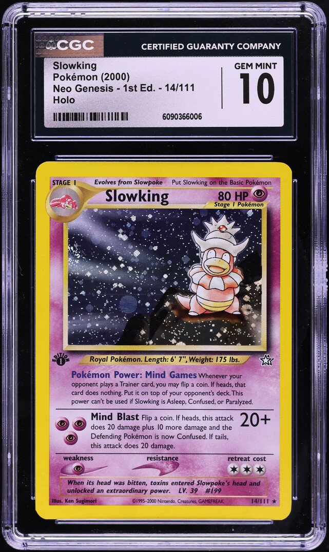 2000 Pokemon Neo Genesis 1st Edition Holo Slowking #14 CGC 10 GEM MINT