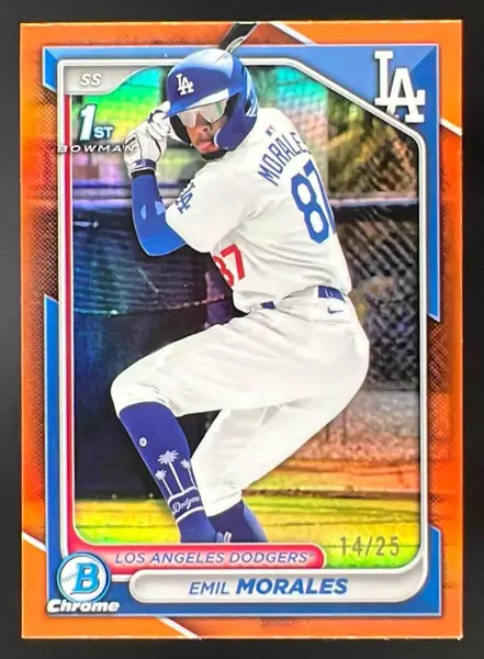 2024 Bowman Chrome Chrome Prospect Orange Refractor #BCP-221 Emil Morales RC /25