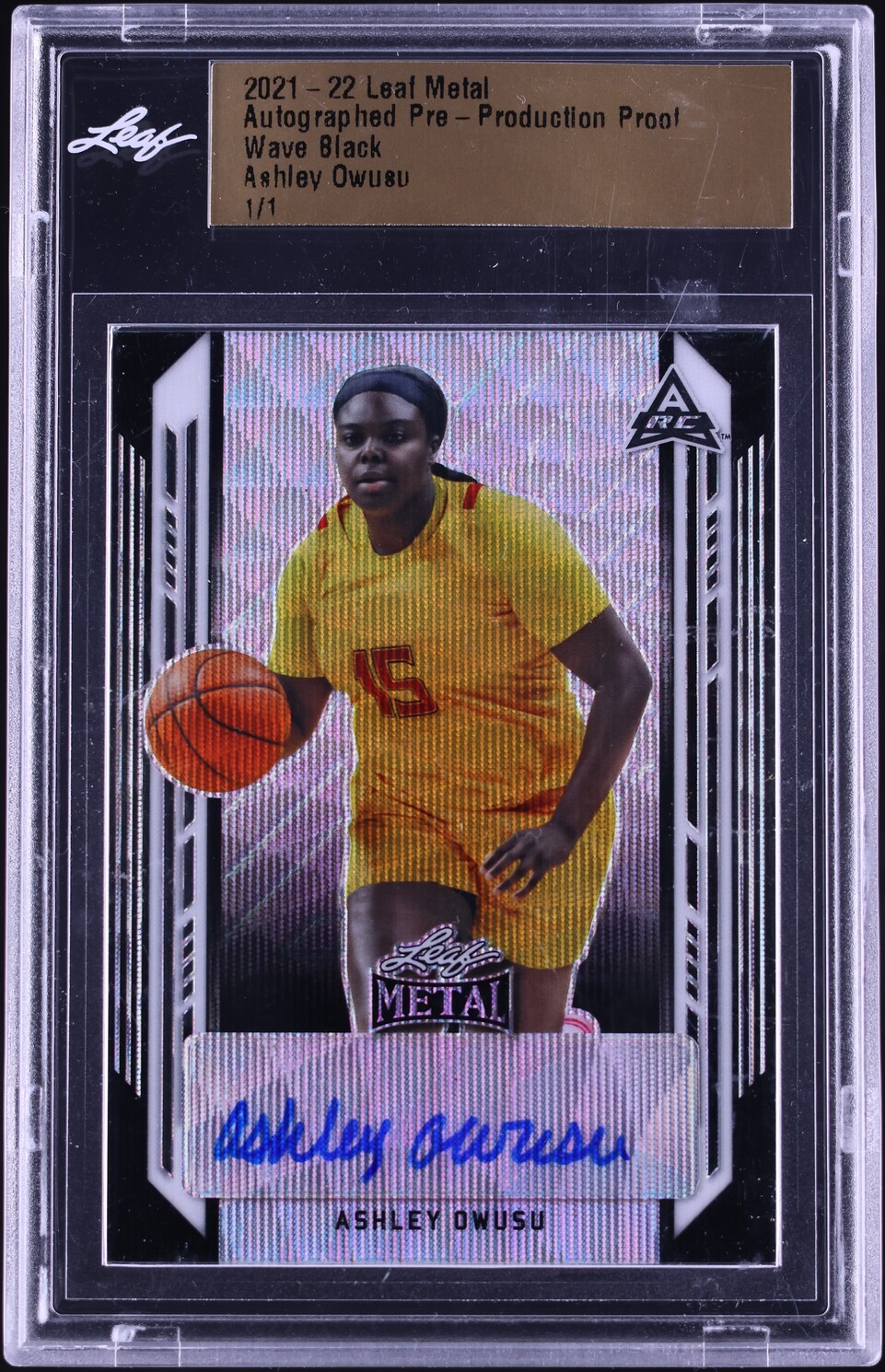 2021 Leaf Metal Pre-Production Proof Wave Black Ashley Owusu ROOKIE AUTO 1/1