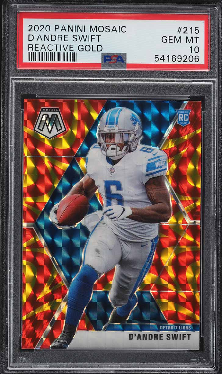 2020 Panini Mosaic Reactive Gold D'Andre Swift ROOKIE #215 PSA 10 GEM MINT