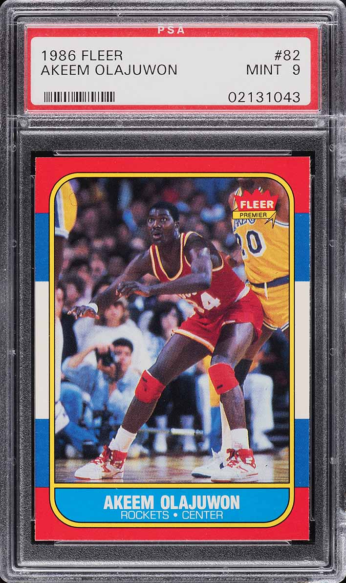 1986 Fleer Basketball Hakeem Olajuwon ROOKIE #82 PSA 9 MINT
