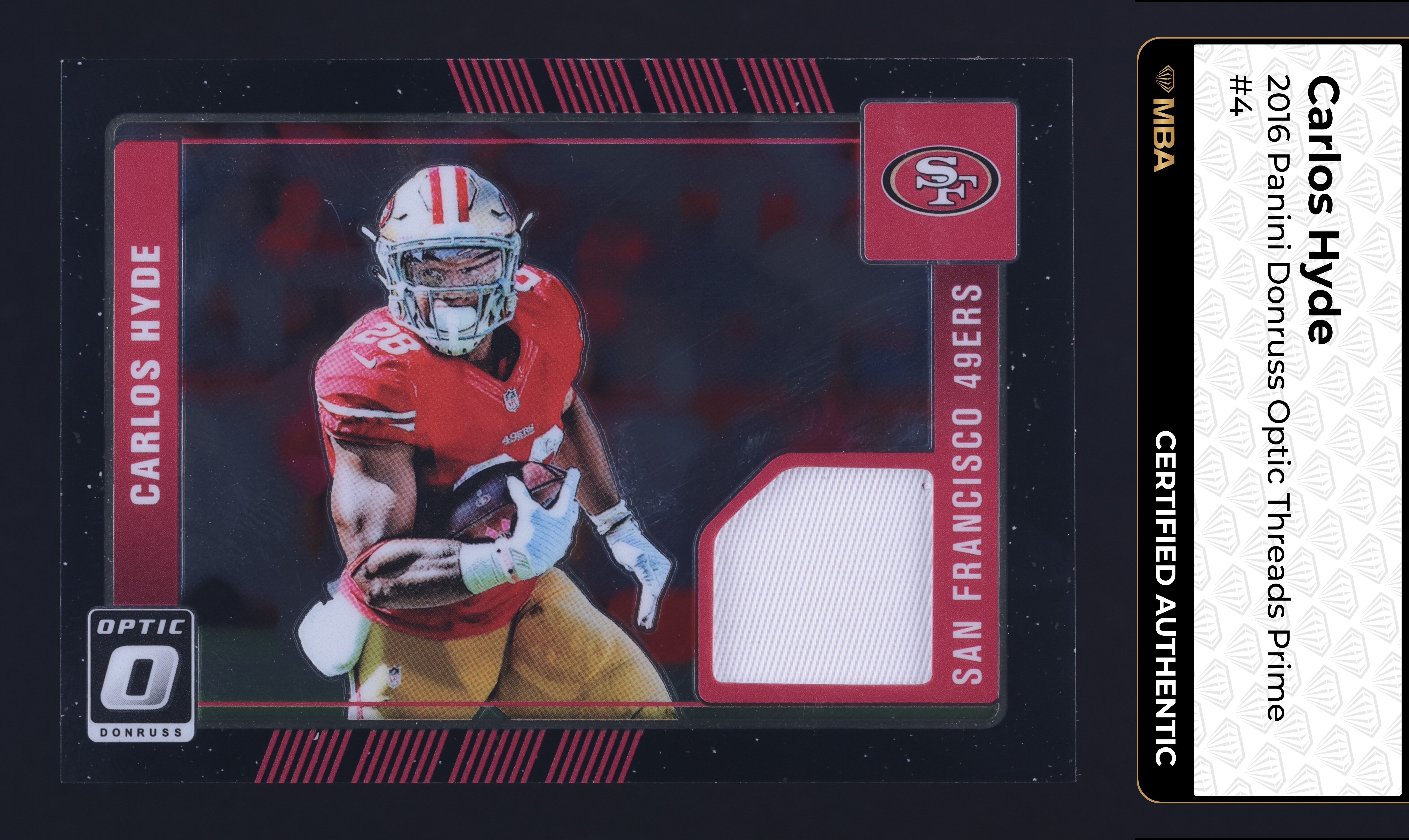 2016 Donruss Optic Threads Prime Carlos Hyde PATCH /25 #4 MBA AUTH