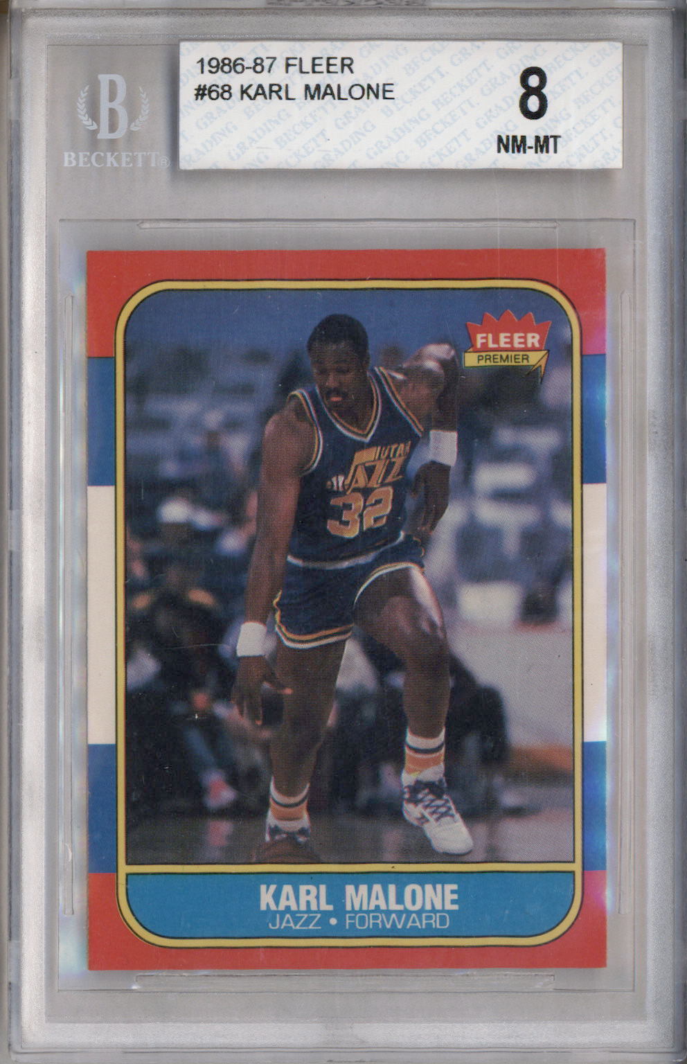 1986 Fleer #68 Karl Malone RC BGS 8