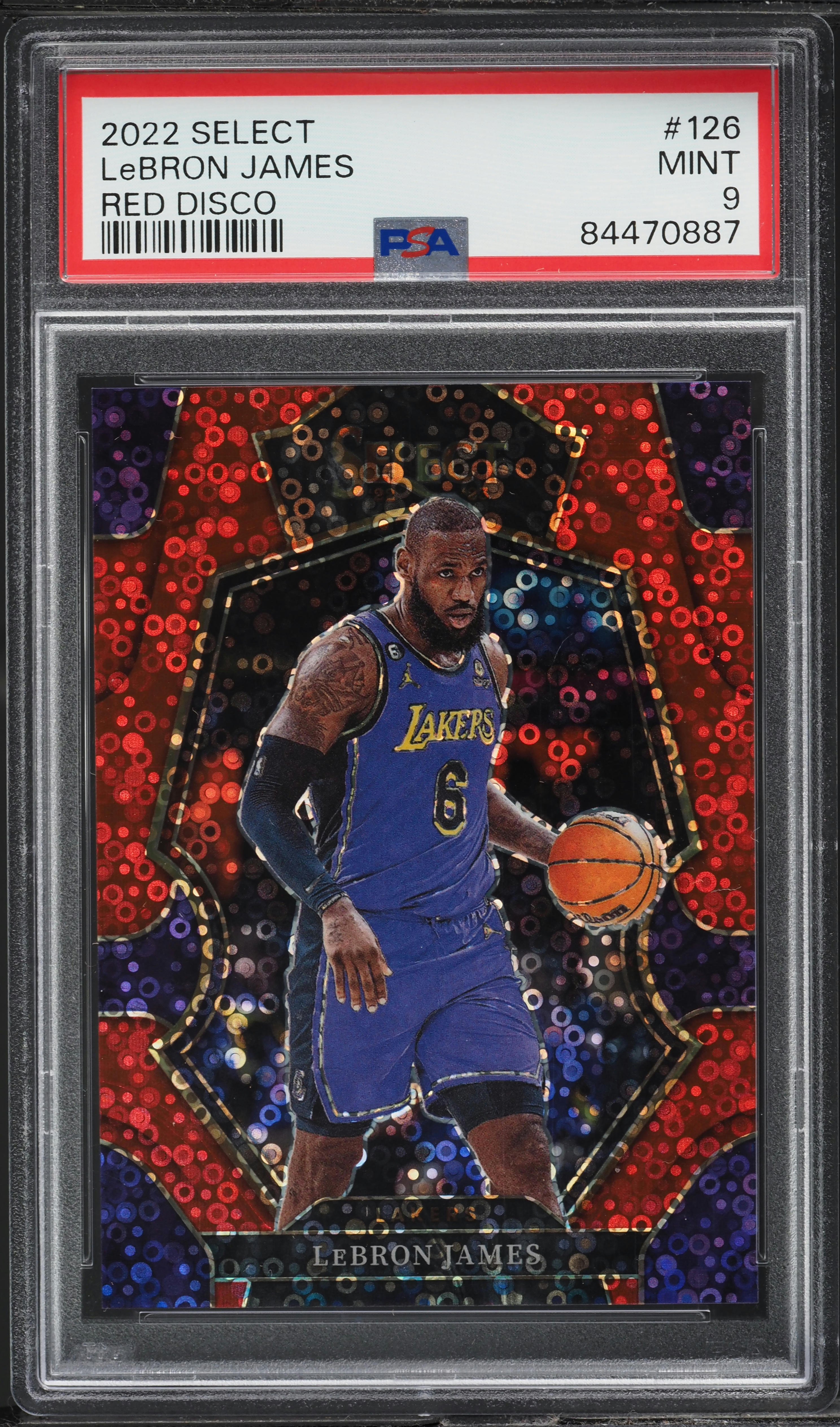 2022 Select Premier Level Red Disco LeBron James /49 #126 PSA 9 MINT
