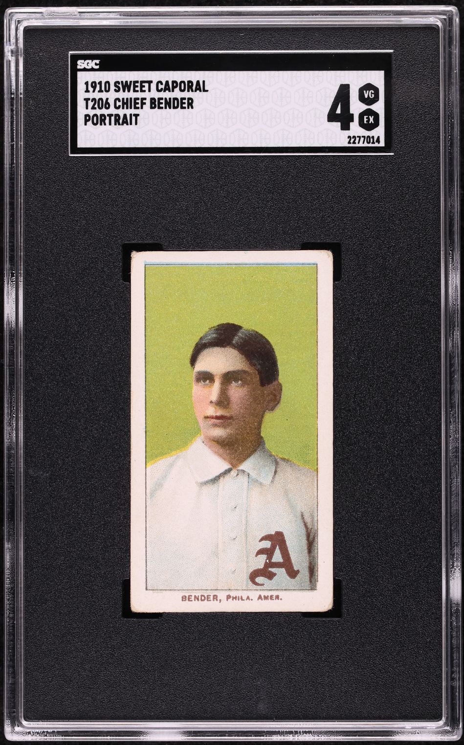 1909-11 T206 Chief Bender PORTRAIT, SWEET CAPORAL SGC 4 VGEX
