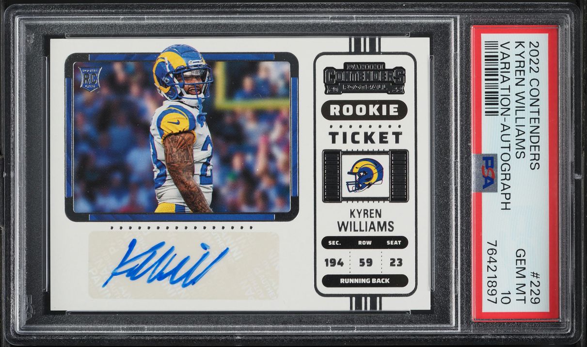 2022 Panini Contenders Variation Kyren Williams ROOKIE AUTO #229 PSA 10 GEM MINT