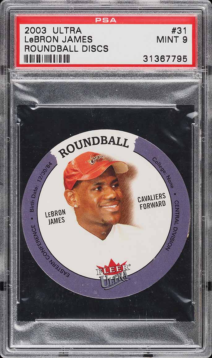 2003 Ultra Roundball Discs LeBron James ROOKIE RC #31 PSA 9 MINT