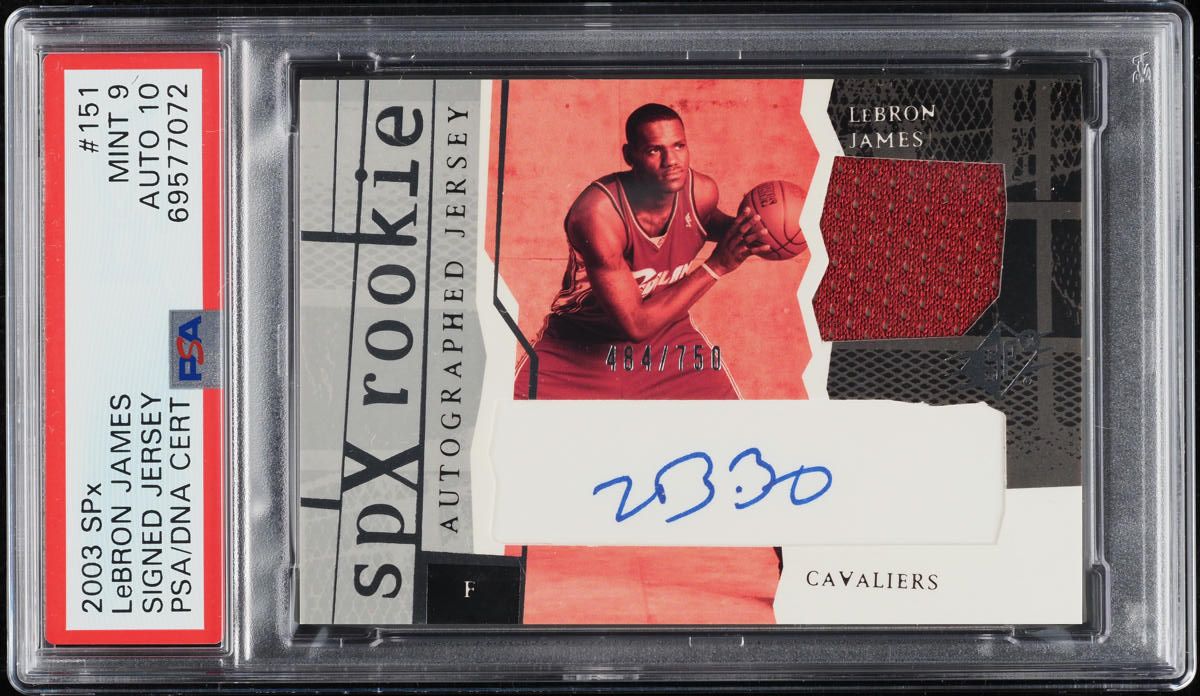 2003 SPx Signed Jersey LeBron James RC PATCH AUTO DNA 10 /750 #151 PSA 9 MINT