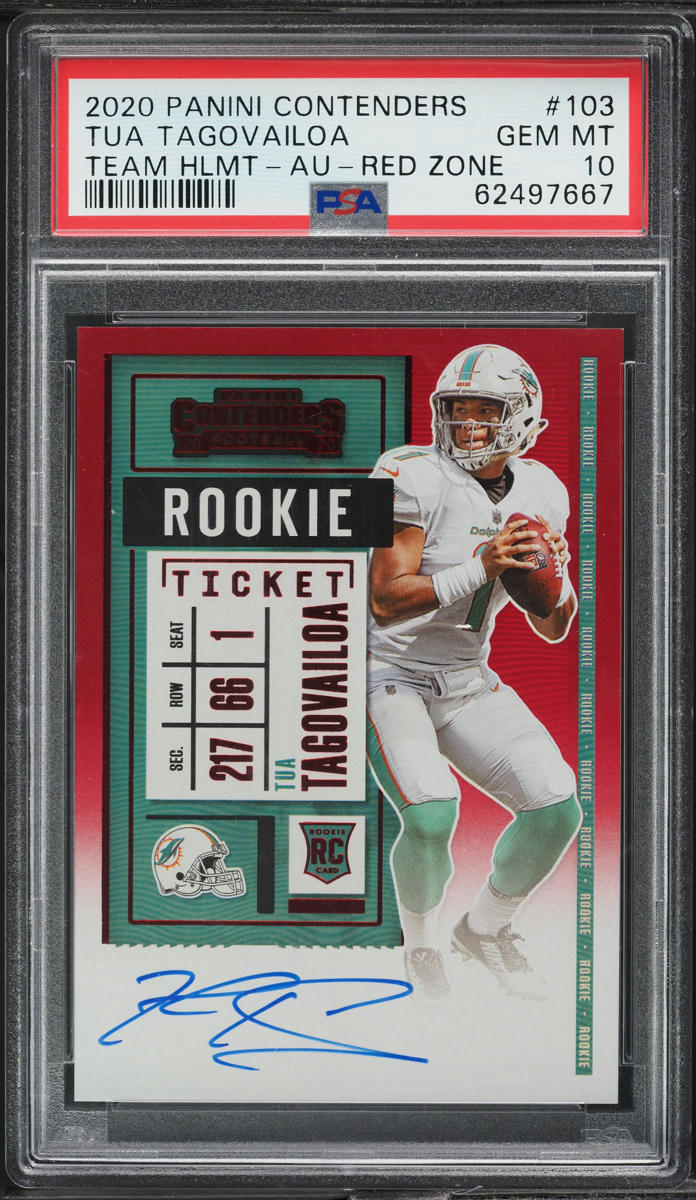2020 Panini Contenders Variation Red Zone Tua Tagovailoa ROOKIE AUTO #103 PSA 10