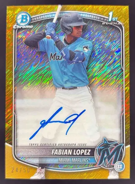 2025 Bowman Chrome Gold Shimmer Refractor #CPA-FL Fabian Lopez RC Auto /50
