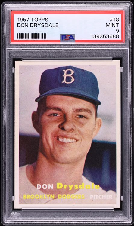 1957 Topps Don Drysdale ROOKIE #18 PSA 9 MINT