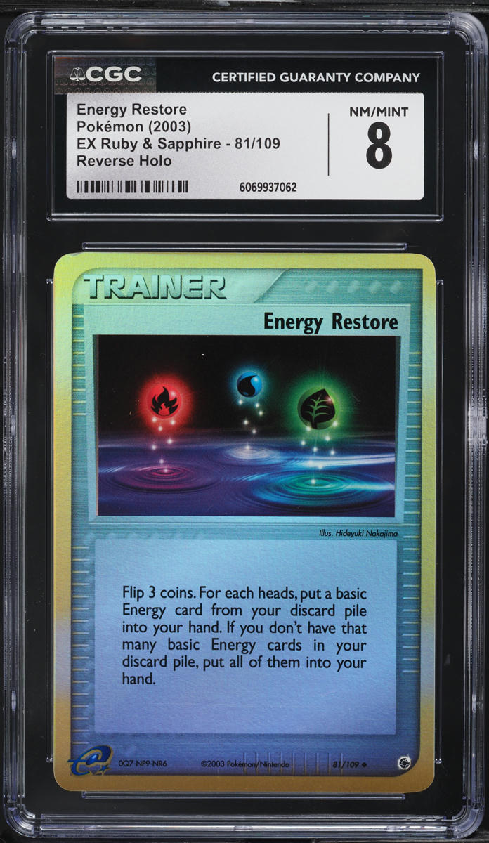 2003 Pokemon EX Ruby & Sapphire Reverse Holo Energy Restore #81 CGC 8 NM-MT