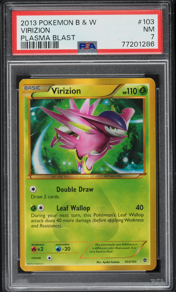2013 Pokemon Black & White Plasma Blast Secret Rare Virizion #103 PSA 7 NRMT