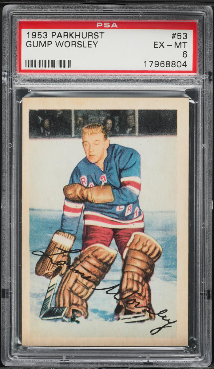 1953 Parkhurst Gump Worsley ROOKIE #53 PSA 6 EXMT