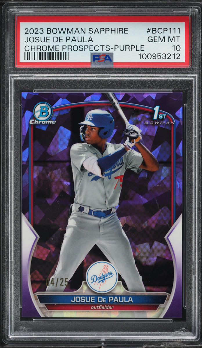 2023 Bowman Chrome Sapphire Purple Josue De Paula ROOKIE /25 #BCP111 PSA 10 GEM