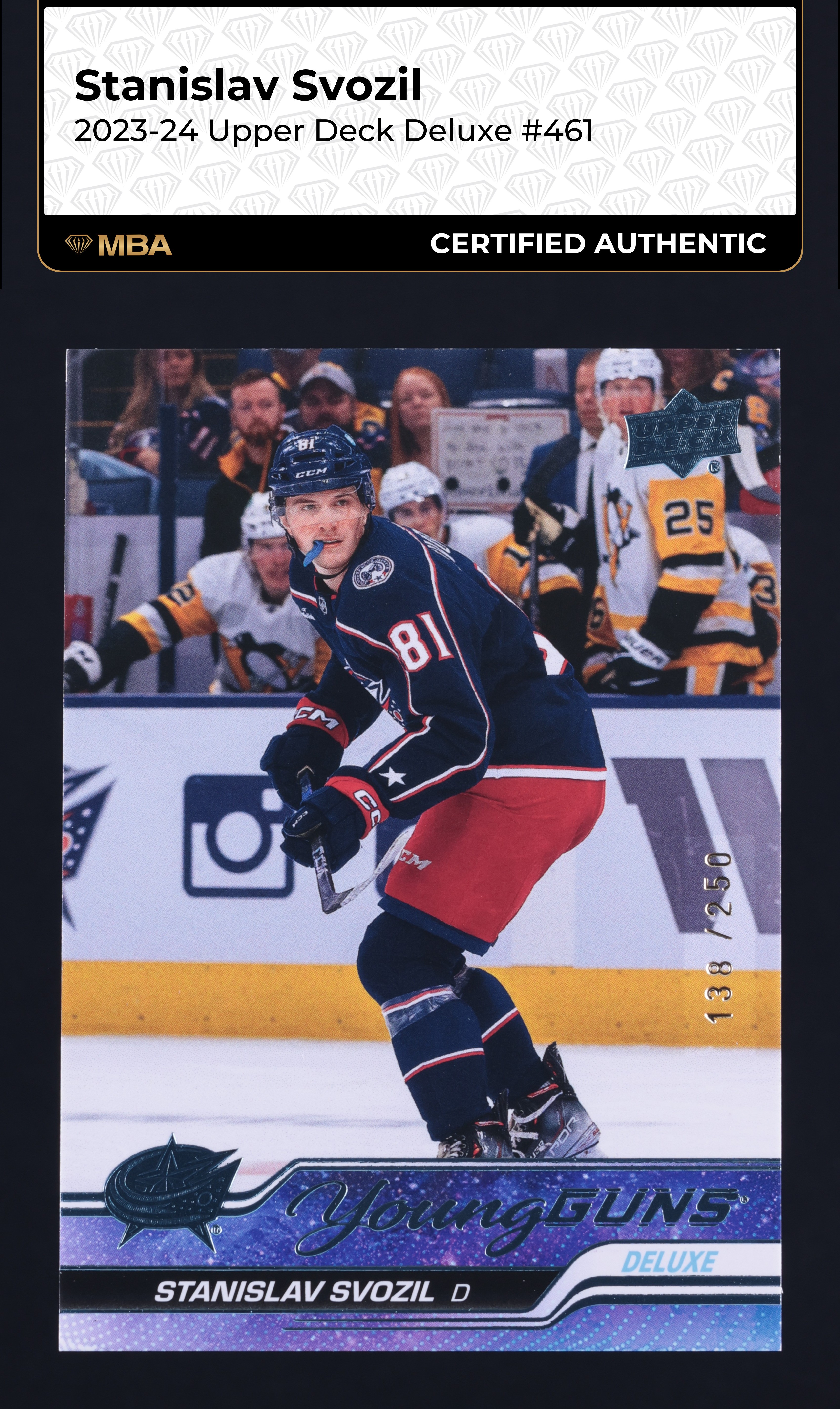 2023 Upper Deck Young Guns Deluxe Stanislav Svozil ROOKIE /250 #461 MBA AUTH
