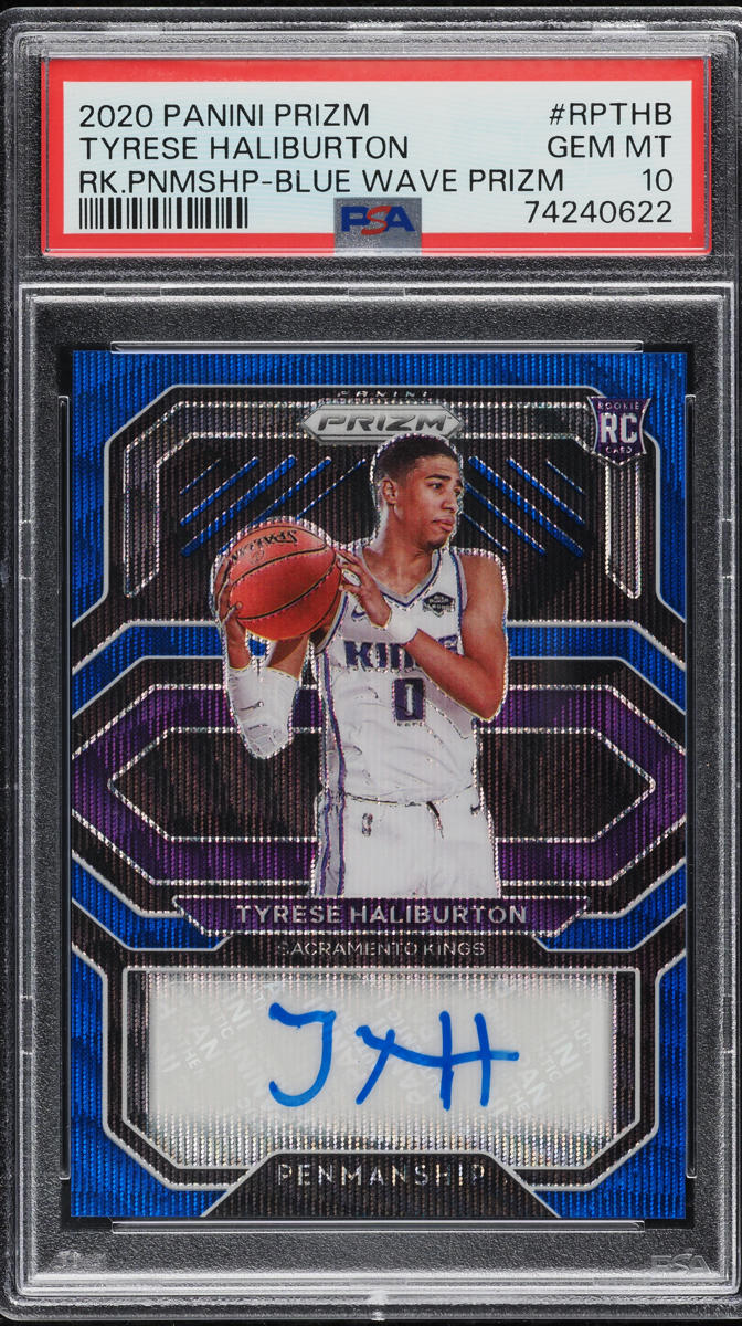 2020 Panini Prizm Penmanship Blue Wave Tyrese Haliburton ROOKIE AUTO PSA 10 GEM