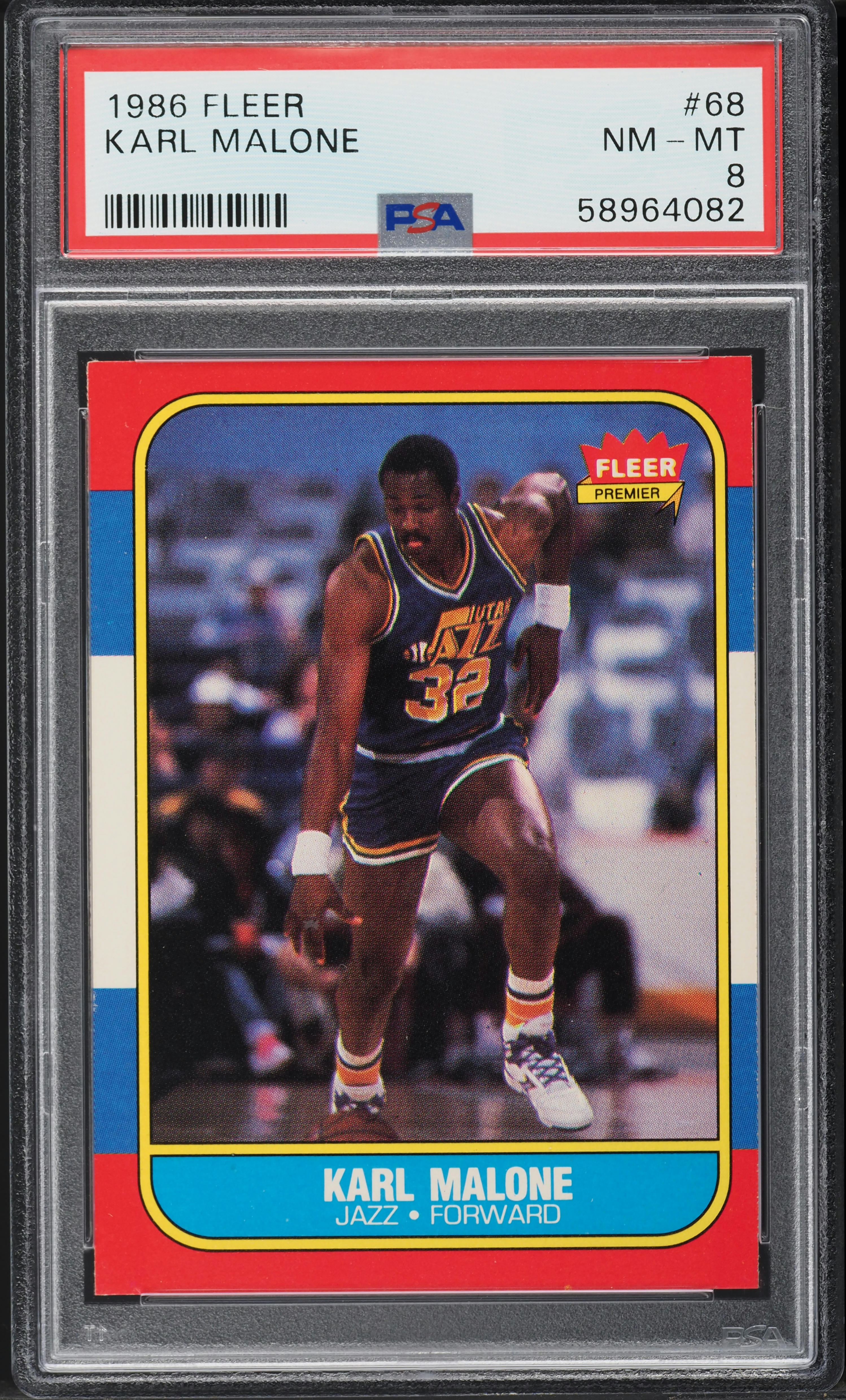 1986 Fleer Basketball Karl Malone ROOKIE #68 PSA 8 NM-MT