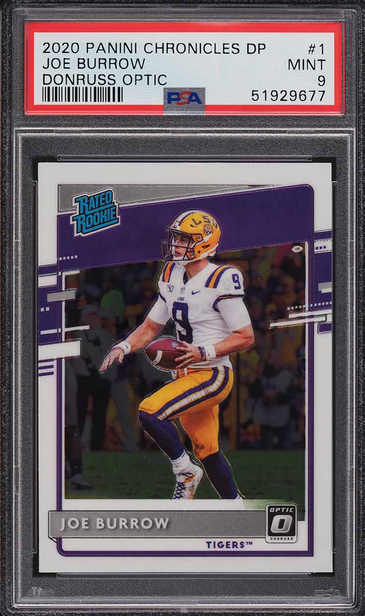 2020 Panini Chronicles Draft Donruss Optic Joe Burrow ROOKIE #1 PSA 9 MINT