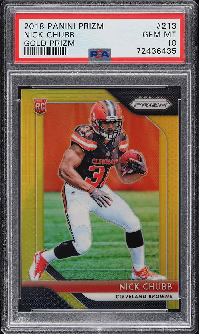 2018 Panini Prizm Gold Prizm Nick Chubb #213 PSA 10 GEM MINT