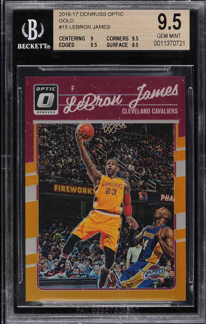 2016 Donruss Optic Gold Prizm LeBron James w/ Kobe Bryant /10 #15 BGS 9.5 GEM