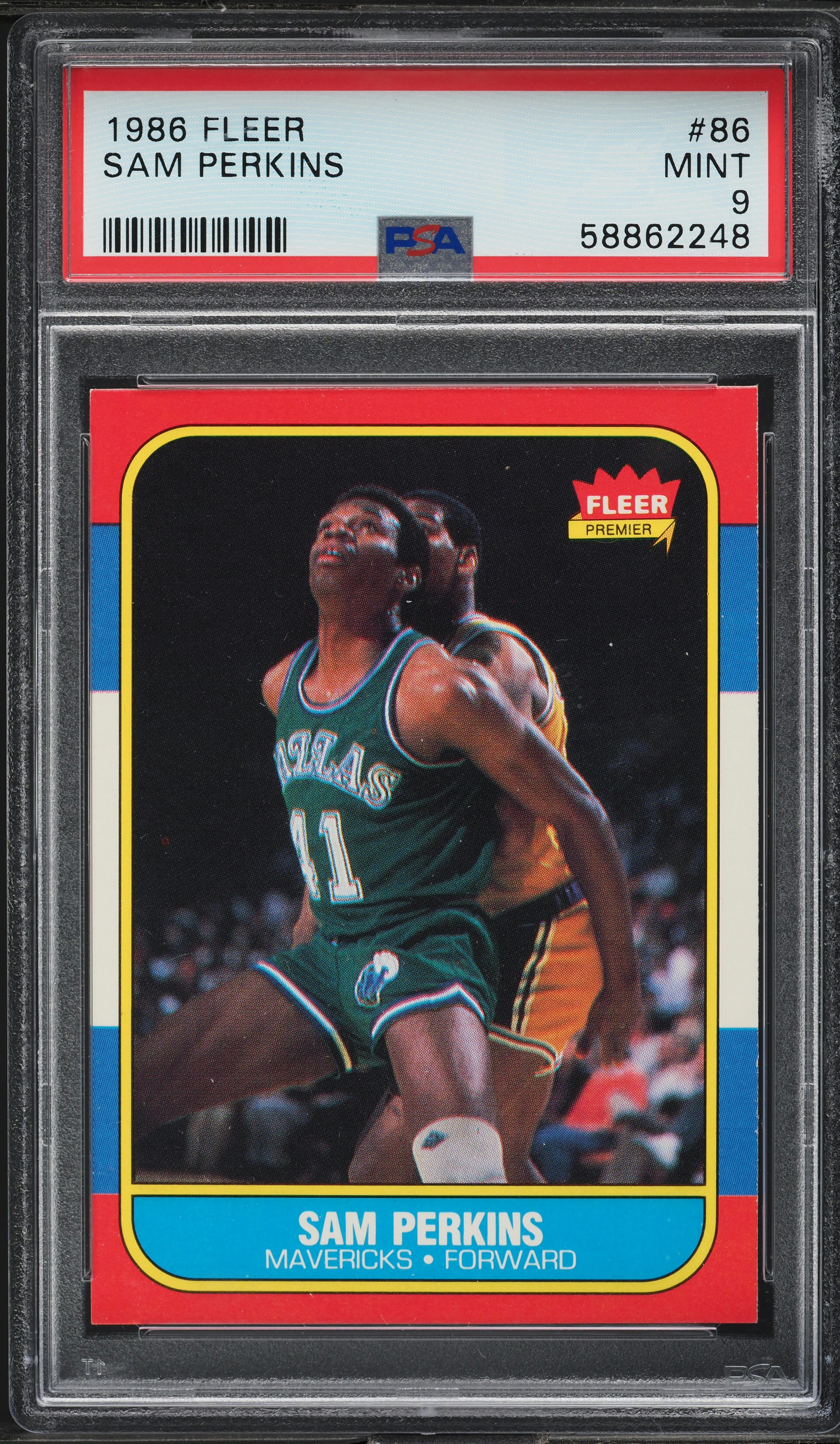 1986 Fleer Basketball Sam Perkins #86 PSA 9 MINT