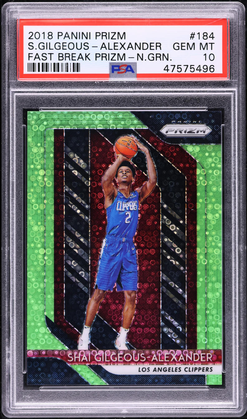 2018 Panini Prizm Fast Break Neon Green Shai Gilgeous-Alexander 1/5 #184 PSA 10