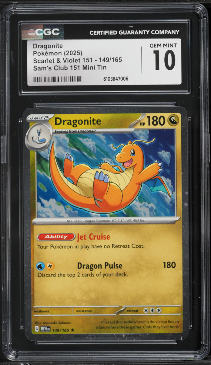 2025 Pokemon Scarlet & Violet 151 Sam's Club Mini Tin Dragonite #149 CGC 10 GEM MINT