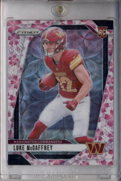 2024 Panini Prizm Choice Cherry Blossom Prizm #367 Luke McCaffrey RC /15