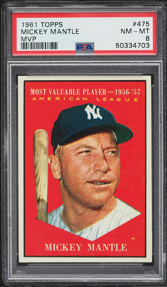 1961 Topps Mickey Mantle MVP #475 PSA 8 NM-MT