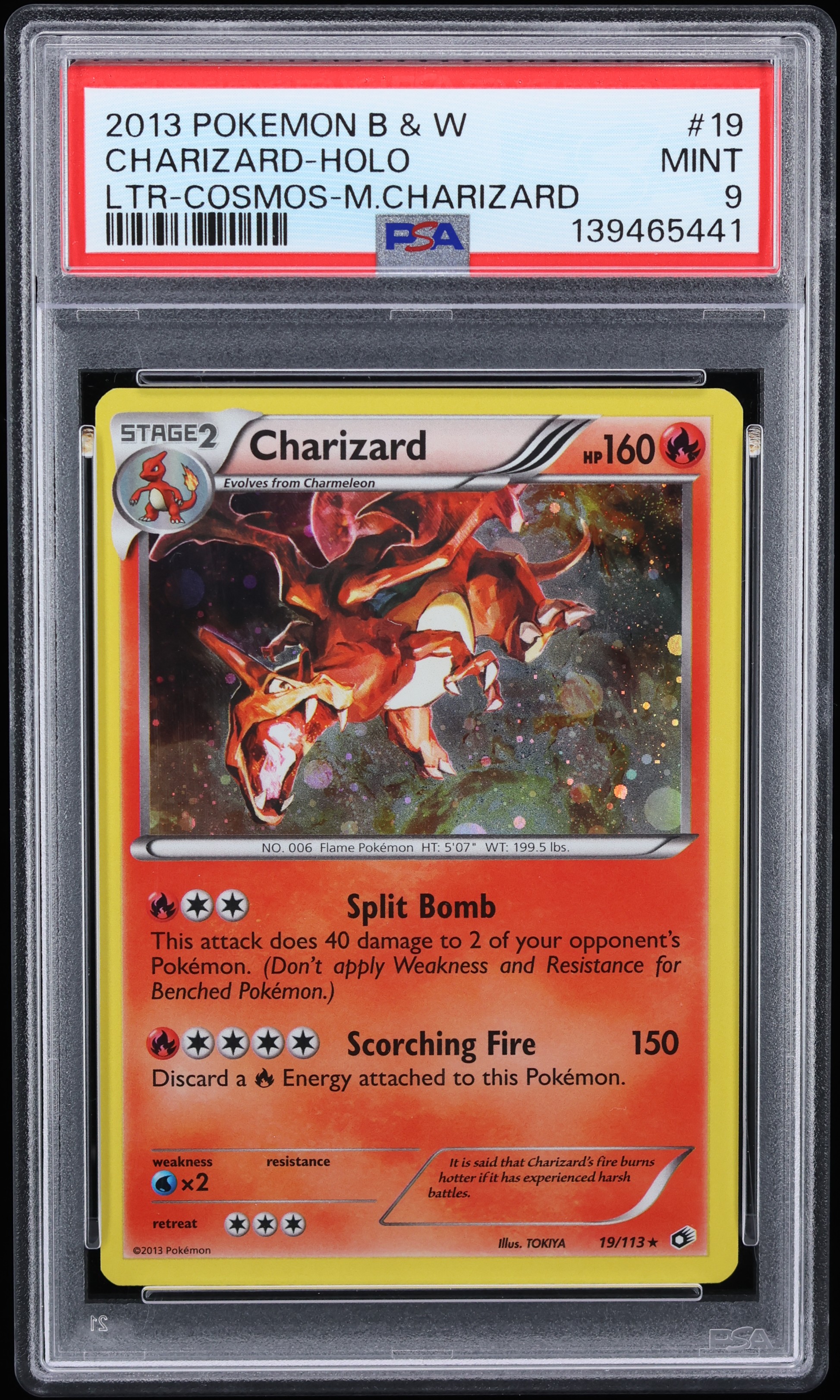 2013 Pokemon Black & White Legendary Treasures Mega Collection Cosmos Holo Charizard #19 PSA 9