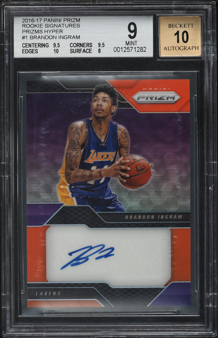 2016 Panini Prizm Hyper Brandon Ingram ROOKIE AUTO /10 #1 BGS 9 MINT