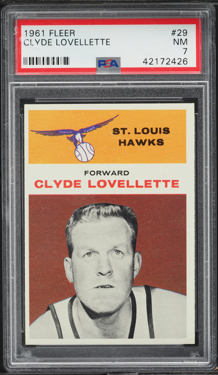 1961 Fleer Basketball Clyde Lovellette #29 PSA 7 NRMT