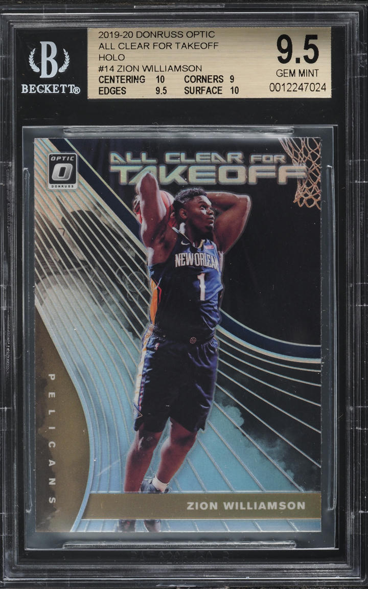 2019 Donruss Optic All Clear For Takeoff Holo Zion Williamson ROOKIE #14 BGS 9.5