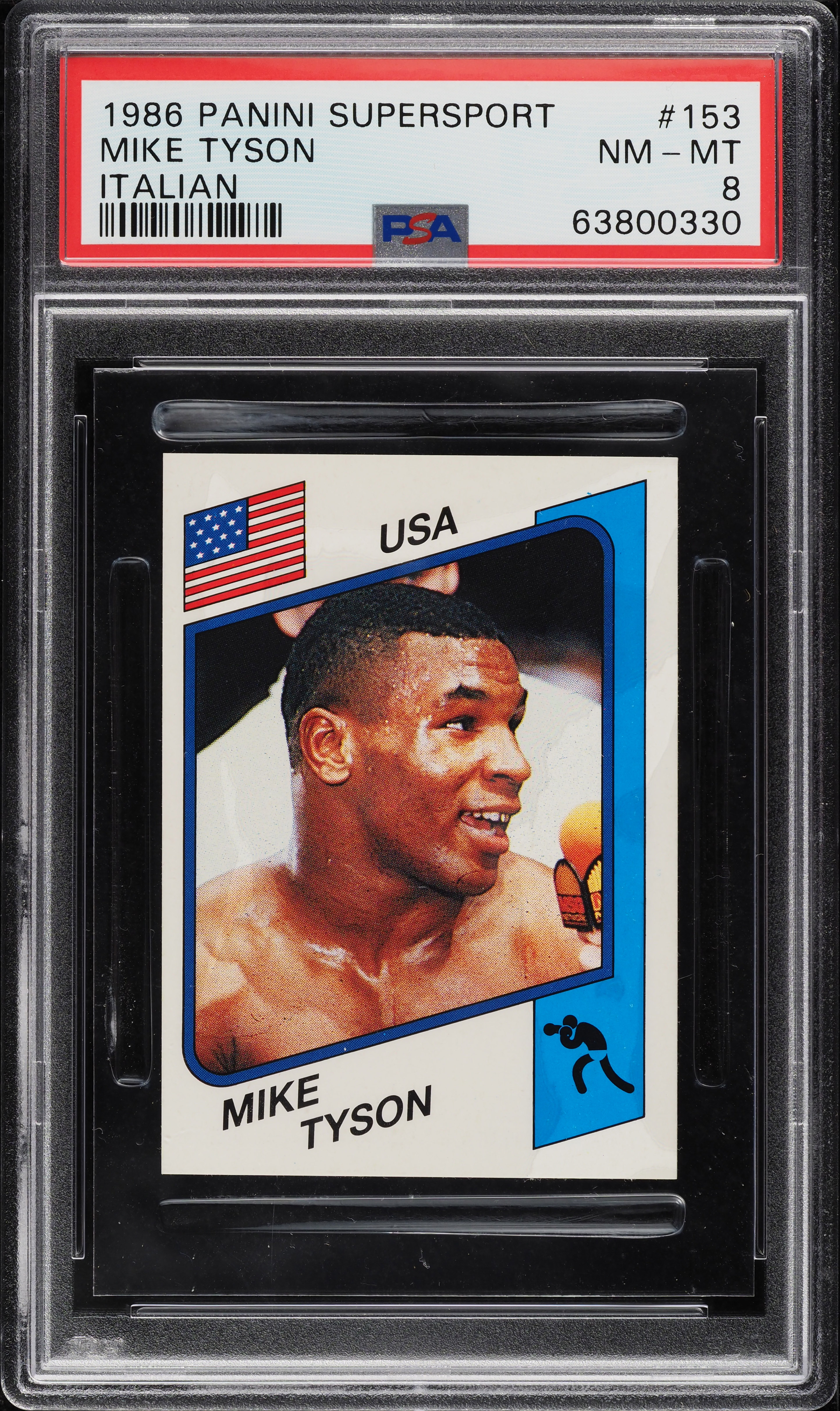 1986 Panini Supersport Italian Boxing Mike Tyson ROOKIE #153 PSA 8 NM-MT