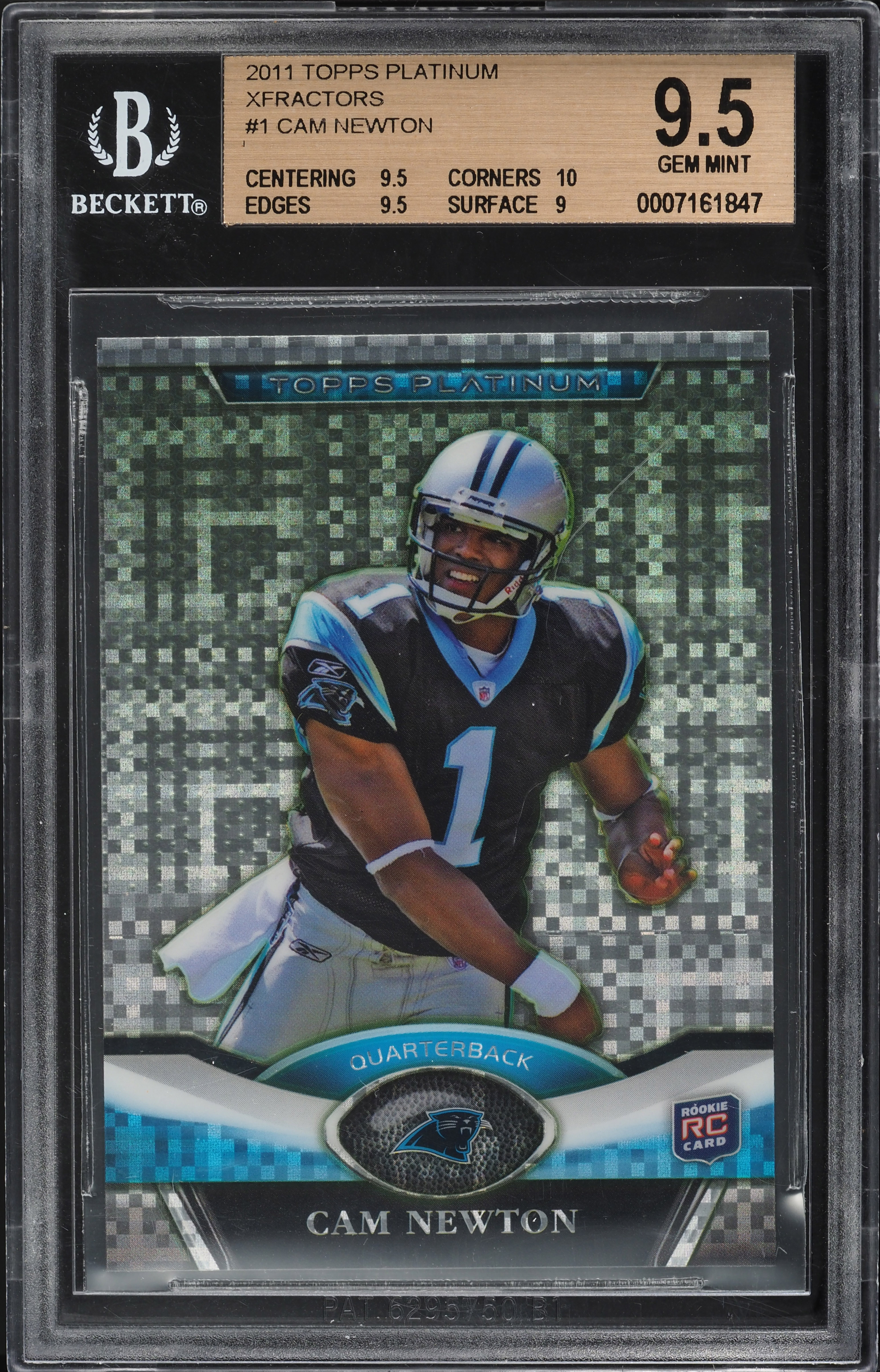 2011 Topps Platinum Xfractor Cam Newton ROOKIE #1 BGS 9.5 GEM MINT