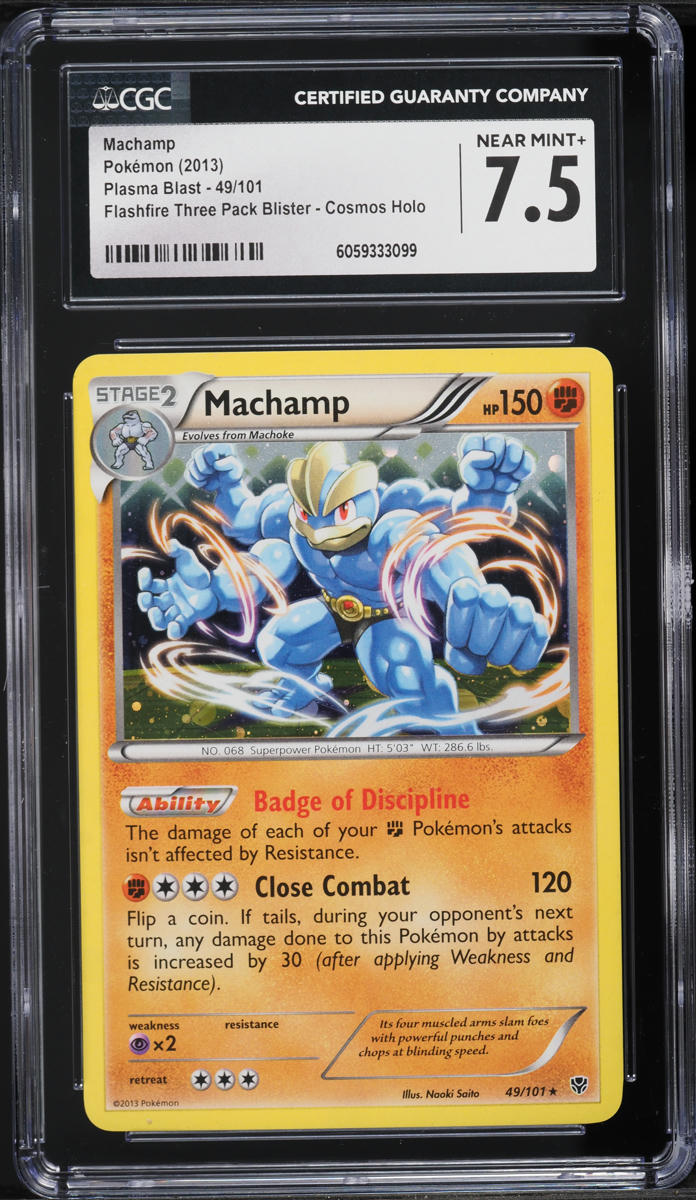2013 Pokemon BW Plasma Blast Flashfire Blister Holo Machamp #49 CGC 7.5 NRMT+