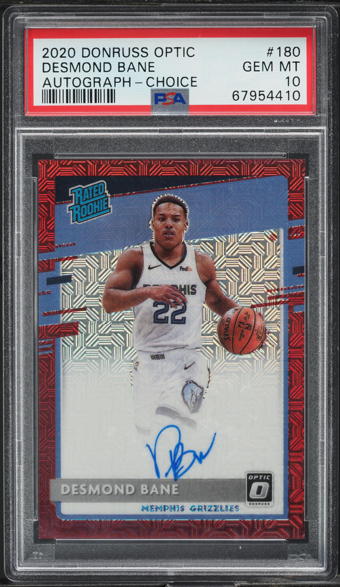 2020 Panini Donruss Optic Choice Desmond Bane ROOKIE AUTO #180 PSA 10 GEM MINT