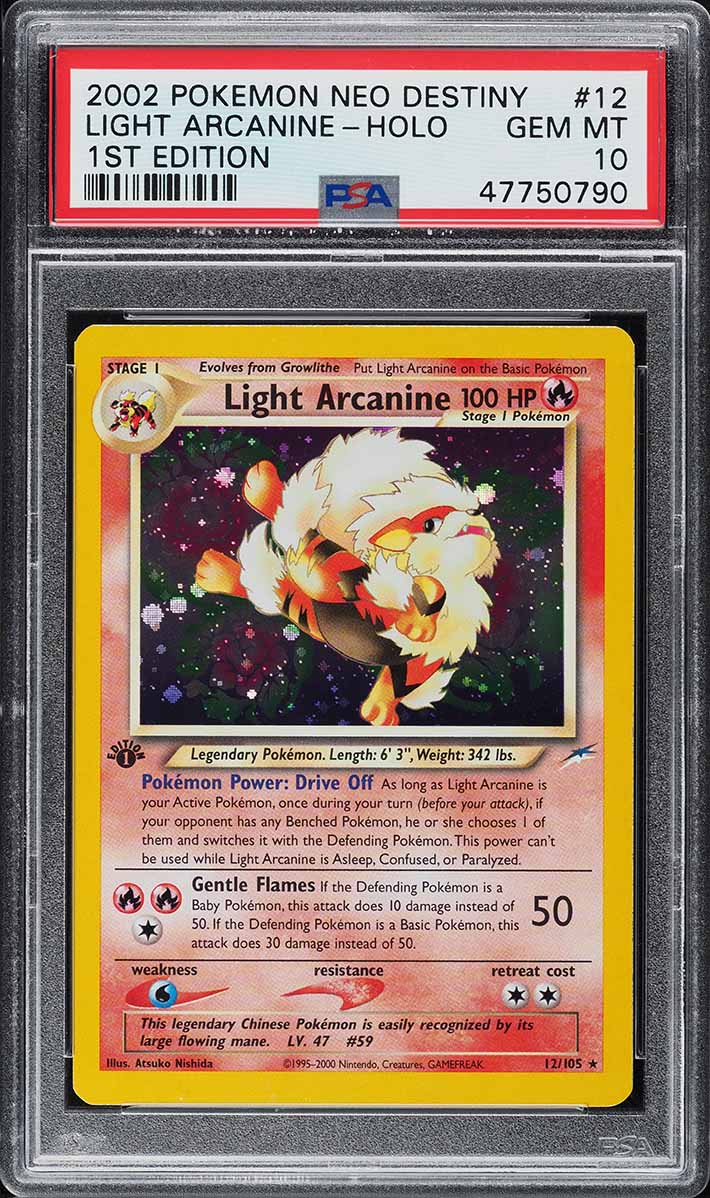 2002 Pokemon Neo Destiny 1st Edition Holo Light Arcanine #12 PSA 10 GEM MINT