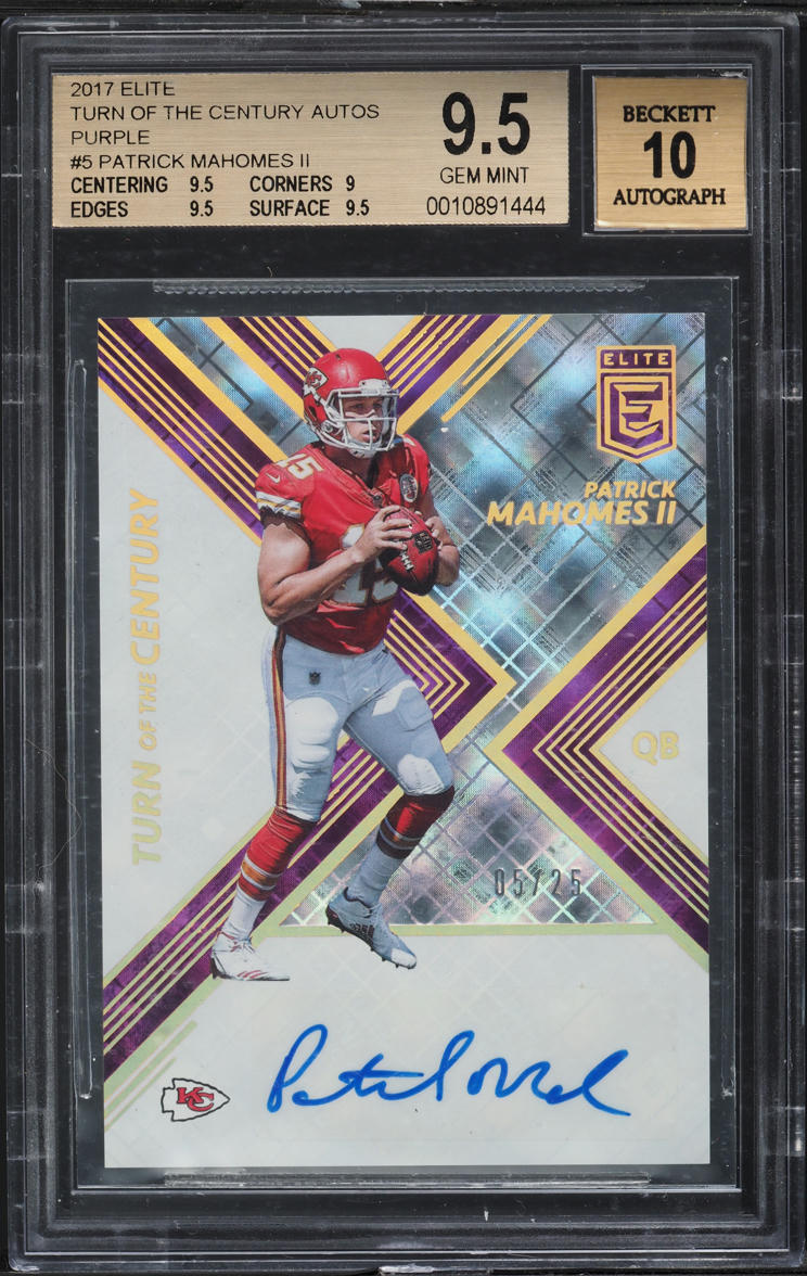2017 Elite Turn Of The Century Purple Patrick Mahomes II ROOKIE AUTO /25 BGS 9.5