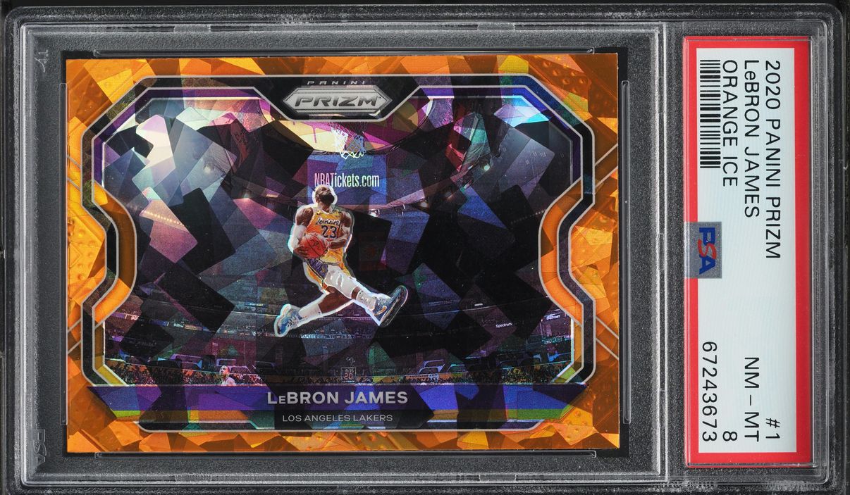 2020 Panini Prizm Orange Ice LeBron James #1 PSA 8 NM-MT