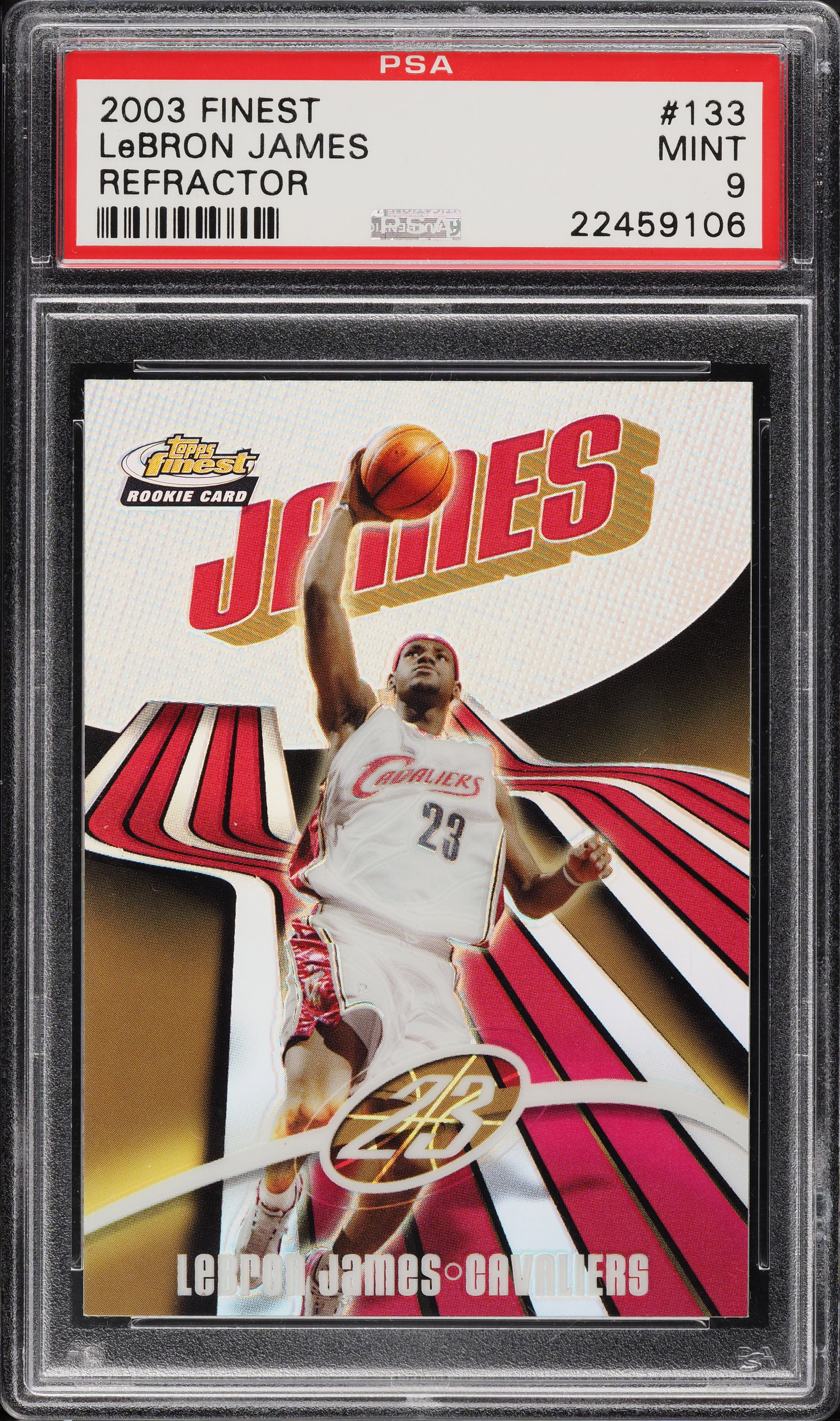 2003 Finest Refractor LeBron James ROOKIE /250 #133 PSA 9 MINT