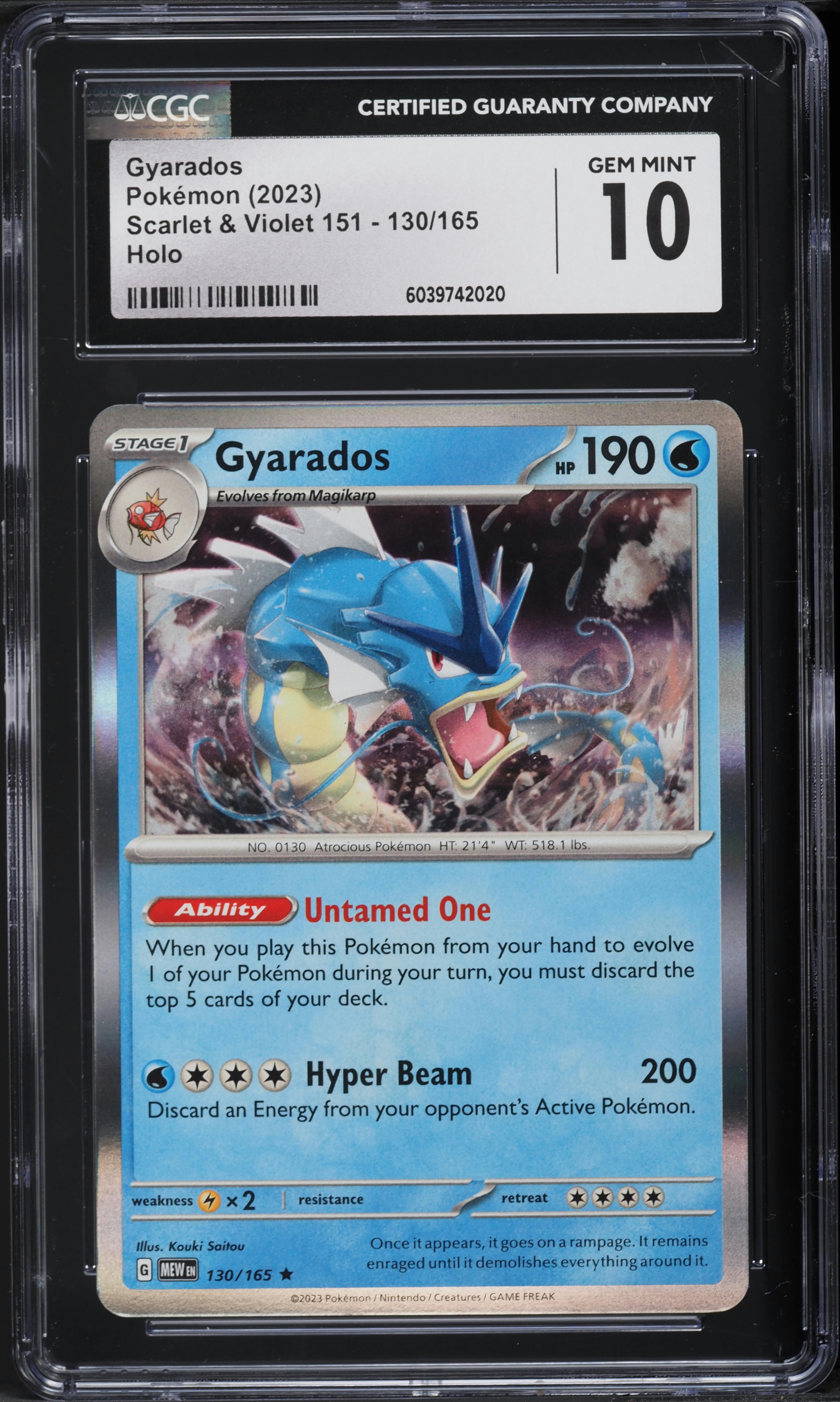 2023 Pokemon Scarlet & Violet 151 Holo Gyarados #130 CGC 10 GEM MINT