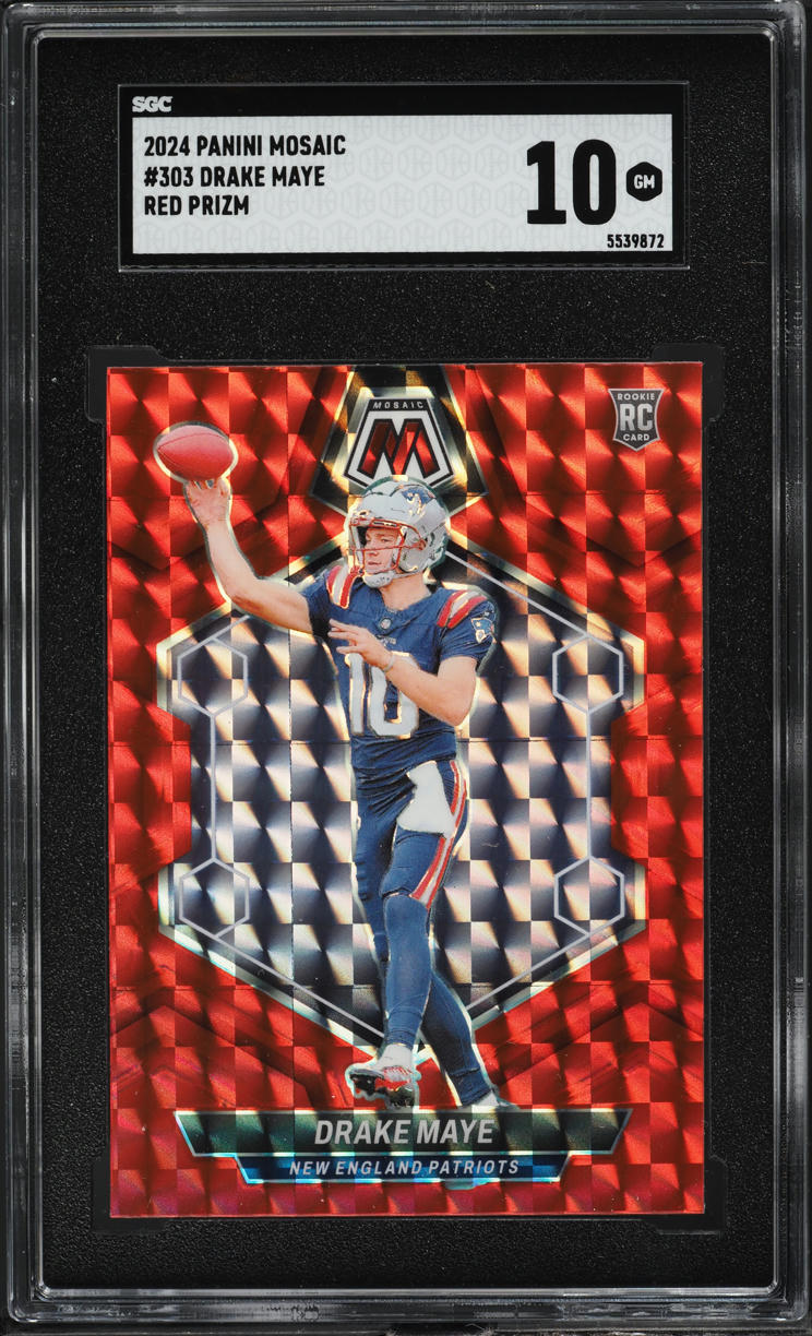 2024 Panini Mosaic Red Prizm Drake Maye ROOKIE #303 SGC 10 GEM MINT