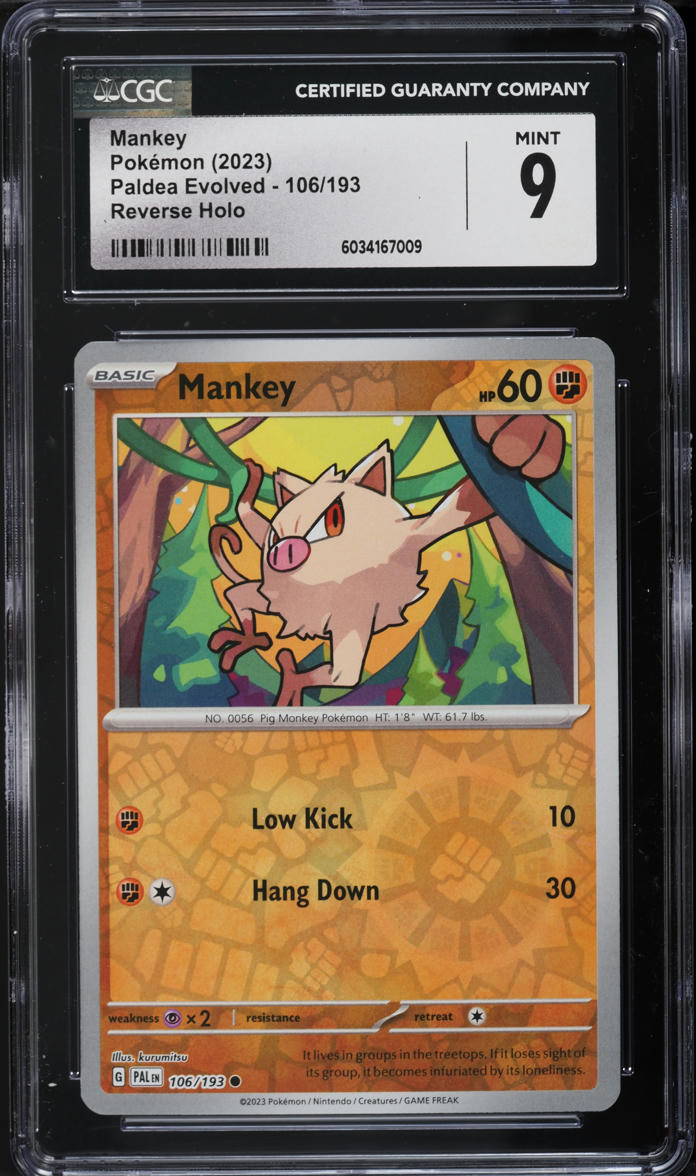 2023 Pokemon Scarlet & Violet Paldea Evolved Reverse Holo Mankey #106 CGC 9 MINT