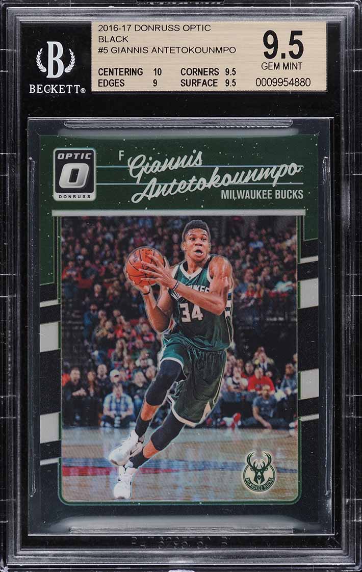 2016 Donruss Optic Black Prizm Giannis Antetokounmpo 1/1 #5 BGS 9.5 GEM MINT